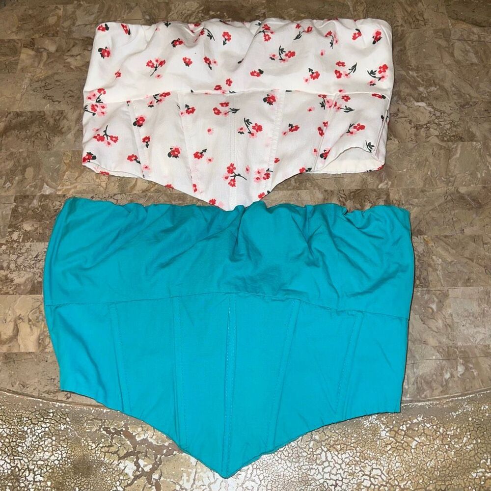 Princess Polly tube top bundle blue and floral size 8 M